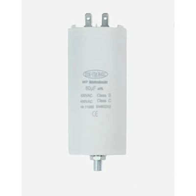 Afbeelding van EDI TRONIC motorcondensator, werkcondensator, startcondensator, stop, met kabelschoenen 6,3 mm, 60 µF, 450 V, M8