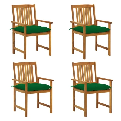 Afbeelding van Tuinstoelen 4 st met kussens massief acaciahout
