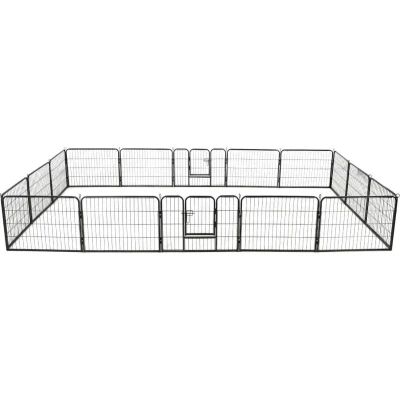 Afbeelding van vidaXL Hondenren met 16 panelen 60x80 cm staal zwart