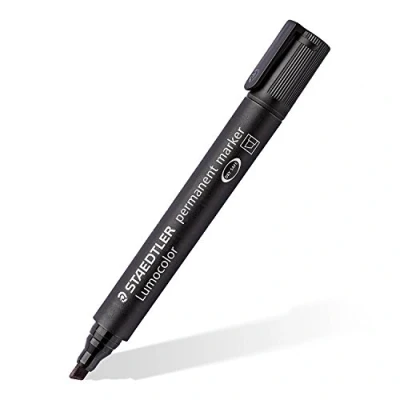 Afbeelding van Staedtler Lumocolor 350, Permanent Marker, Schuine Punt, 2 5 Mm, Zwart Marker