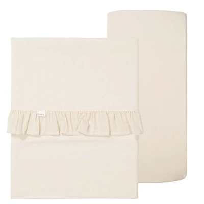 Afbeelding van Koeka Set Laken Wieg + Hoeslaken Ruffle Faro Warm White