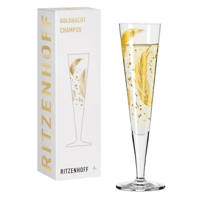 Afbeelding van RITZENHOFF Goldnacht 1071042 champagneglazen 200 ml serie nr. 42 designstuk met echt goud Made in Germany