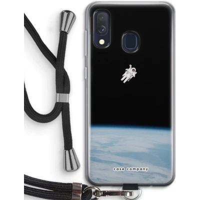 Afbeelding van Case Company® hoesje met Koord geschikt voor Samsung Galaxy A40 Alone in Space Telefoonhoesje Zwart Bescherming aan alle Kanten en Over de Schermrand