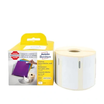 Afbeelding van Avery Zweckform Rol met etiketten Compatibel vervangt DYMO 11354, S0722540 57 x 32 mm Papier Wit 1000 stuk(s) Weer verwijderbaar Universele AS0722540
