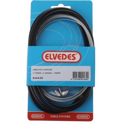 Afbeelding van Remkabelset achter Elvedes 1700mm 2250mm verzinkt 2 nippels zwart (op kaart)