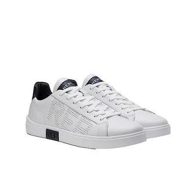 Afbeelding van Replay Polys Studio Sneakers laag, Heren, Maat: 43, White/black Leer en imitatieleer