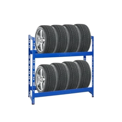 Afbeelding van PROREGAL Tiger Bandenrek 100 x 110 35 cm (h b d), 150 kg belastbaar tot 8 banden, met 2 niveaus, blauw