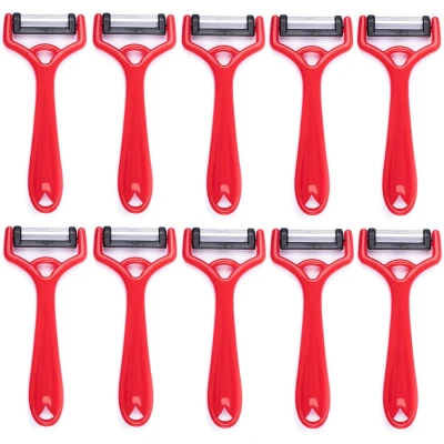 Afbeelding van Solingen Dunschiller Uno Y Model Kunststof Mes 4,2 cm Rood 10 stuks
