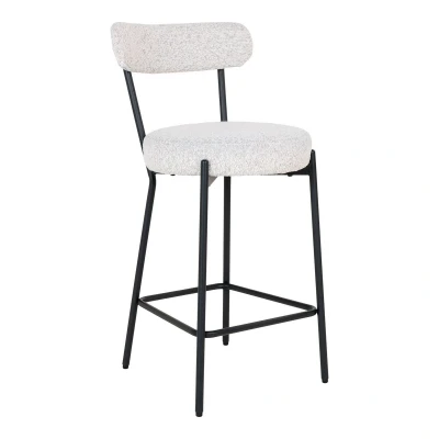 Afbeelding van Badalona Counter Chair Bar Stool, white bouclé with black legs, HN1270