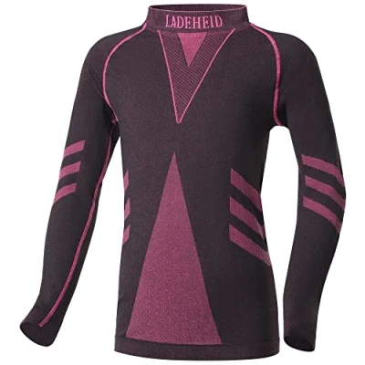 Afbeelding van Ladeheid Kinderen Thermoshirt Thermo ondergoed Jongen Meisje Thermokleding Longsleeve Zwart/Roze 122 128 LA LA40 KIDS Top