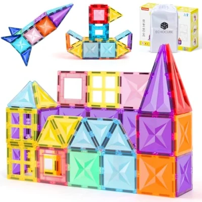 Afbeelding van ECHOCUBE Magnetisch bouwspeelgoed, 40 stuks magnetische bouwstenen voor kinderen, educatief speelgoed, verjaardags en kerstcadeau kinderen vanaf 3 jaar