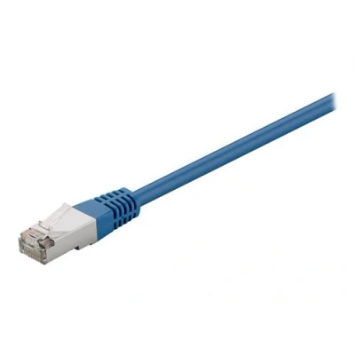 Image de goobay Cordon de raccordement RJ 45 (M) pour 10 m paire torsadée écrantée (F/UTP) CAT 5e moulé, rond, bloqué bleu