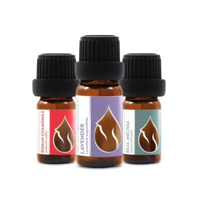 Afbeelding van Set &quot;Mooie dromen&quot; biologische etherische oliën lavendel (10 ml) + Romeinse kamille (5 officinale melisse 100% zuiver en natuurlijk onverdund therapeutische kwaliteit niet GMO