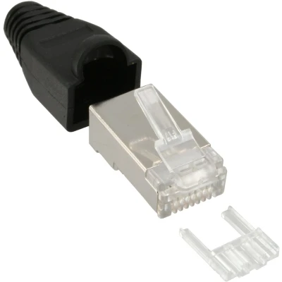 Afbeelding van RJ45 krimp connectoren (STP) voor CAT6 netwerkkabel (flexibel) 10 stuks (3 delig) / zwart