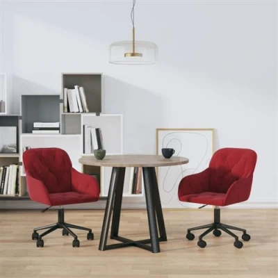 Image de vidaXL Chaises pivotantes à manger lot de 2 Rouge bordeaux Velours335289