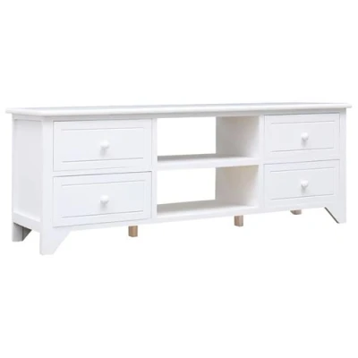 Afbeelding van Tv meubel 108x30x40 cm massief paulowniahout wit