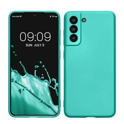 Afbeelding van kwmobile telefoonhoesje geschikt voor Samsung Galaxy S21 FE Hoesje smartphone Back cover in metallic turquoise