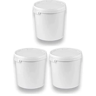 Afbeelding van Silplast set van 3 30 liter emmers met wit deksel, melkemmers/opslag, stapelbaar, honingemmer, kunststof emmer voor levensmiddelen, lege meel, wateremmer