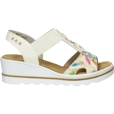 Afbeelding van Rieker À Elastiques Sandalen met sleehak, Dames, Maat: 39, Multicolor Kunststof