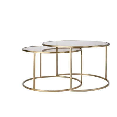 Afbeelding van Salontafelset Duarte Goud Bruin Glas