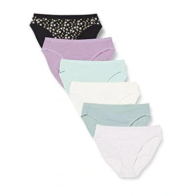 Image de Amazon Essentials Culotte en coton à jambe échancrée (grandes tailles disponibles) Women&#039;s, Pack of 6, Motif Liberty/Multicolore/Points, 48