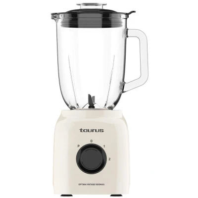 Afbeelding van Taurus Optima vintage Max glazen mixer 1500 W, 21.500 tpm, kom 1,8 l, roestvrijstalen messen, ijshakselfunctie, 2 snelheden en turbo, veilig, design