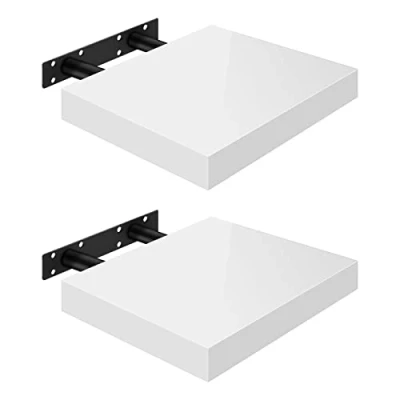 Afbeelding van WOLTU Wandplanken, wandplank, 2 stuks, zwevend rek, boekenrek, cd, dvd, houten plaat, 25 x 22,9 3,8 cm, wit, RG9488ws