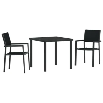 Afbeelding van vidaXL 3 Persoons Tuin Eetset Zwart Poly Rattan