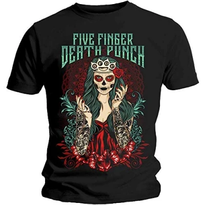 Afbeelding van Five Finger Death Punch Lady Muerta Heren T shirt M Zwart