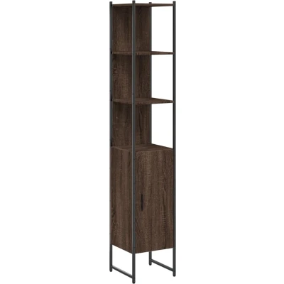 Afbeelding van Badkamerkast 33x33x185,5 cm bewerkt hout bruin eikenkleurig