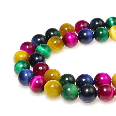 Afbeelding van 10 mm natuurlijke veelkleurige tijgeroog ronde kralen losse edelstenen voor het maken van armbanden, halskettingen en sieraden