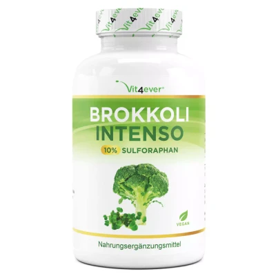 Afbeelding van Broccoli extract 180 capsules 1200 mg per dagelijkse dosis Premium: 10% sulforafaan + Zwarte peper Veganistisch Vit4ever