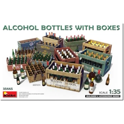 Afbeelding van 1:35 MiniArt 35665 Diorama Alcoholflessen met Kratten Plastic Modelbouwpakket