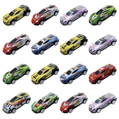Afbeelding van 16 stuks mini raceauto&#039;s van metaal, watervalspeelgoed, kleine auto&#039;s om te monteren, met verwijdering, katapult, speelgoed voor kinderen en jongens, cadeau