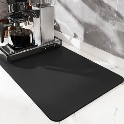 Afbeelding van SOQKEEN Afdruiprekmat, 60 x 40 cm, absorberende afdruipmat, automatische droogmat, antislip gootsteenmat, barmat, koffiemachine mat voor bar, servies