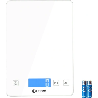 Afbeelding van Lekro Digitale Precisie Keukenweegschaal Weegschaal Keuken 1gr tot 15kg Tarra Functie Wit