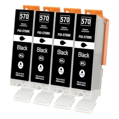 Afbeelding van 570 stuks XL inktcartridges compatibel met Canon PGI 570XL PGBK voor PIXMA MG5750 TS5050 MG6850 TS5055 TS5051 TS6050 MG6852 TS6051 TS6052 MG6853 TS553 TS552 053 MGG 53 MG53 5753 MG6851 (4