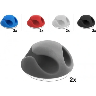 Afbeelding van Zelfklevende mini kabelhouders voor 2 kabels 10 stuks / diverse kleuren