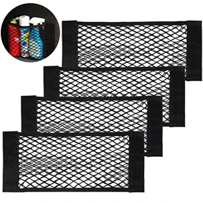 Afbeelding van UIHOL Set van 4 kofferbaktassen 40 x 25 cm Universeel Met klittenbandsluiting Duurzaam kofferbaknet Voor auto / SUV Nylon