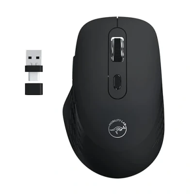 Afbeelding van Draadloze muis MOBILITY LAB Omega Bluetooth en 2,4GHz ontvanger Zwart Stille klikken Verstelbare precisie