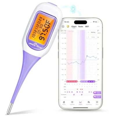 Afbeelding van Easy@Home Slimme Basale Thermometer, Groot Scherm en Backlit, Periodetracker met Premom