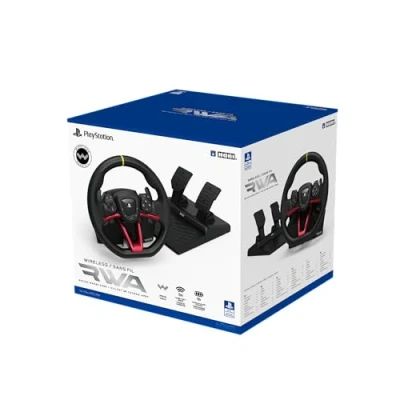 Image de Volant de course sans fil Hori Apex pour PS5 PS4 PC Noir et rouge