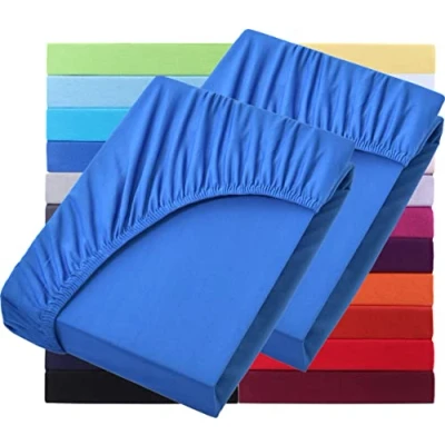 Afbeelding van NatureMark Basic Set van 2 jersey hoeslakens 90 x 190 cm 100 200 25 matrashoogte 100x200cm hoeslaken 100% katoen, koningsblauw