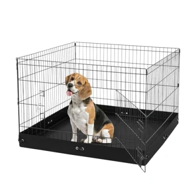 Image de VEVOR Parc Chien Enclos Animaux de Compagnie Pliable Métal 91 cm avec Tapis