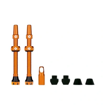 Image de Muc Off Valves Presta Tubeless V2 60mm de Vélo Anti Fuite Qualité Supérieure avec Outil Démonte Obus Valve Intégré Orange