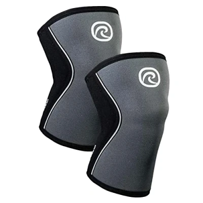 Afbeelding van Rehband Kniebandage voor crossfit en zware training, neopreen kniebrace, 5 mm, verkrijgbaar in verschillende kleuren maten, uniseks, kleur: staal, grijs, 1 paar, maat: L