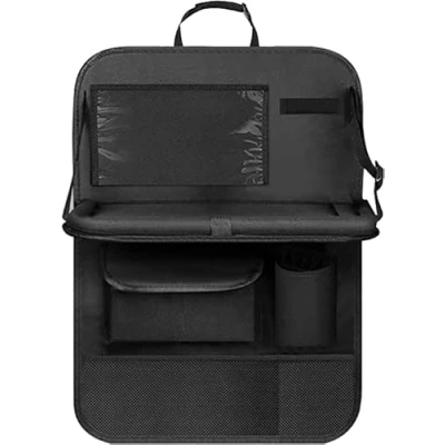 Afbeelding van CaiTang Autoachterbank organizer voor kinderen, bescherming de achterbank, autostoel, met transparante tas, auto dienblad en tas telefoon/iPad, zwart