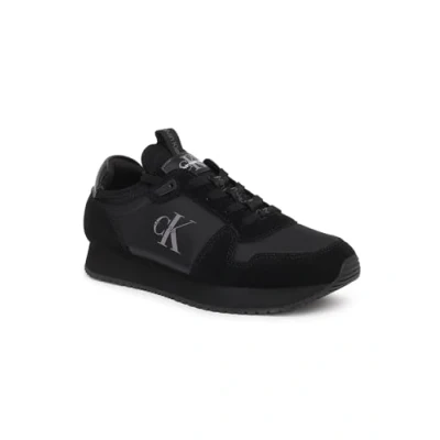 Afbeelding van Calvin Klein Jeans Runner SOCK LACE UP Sneakers laag, Heren, Maat: 40, Triple black Leer en textiel