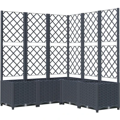 Afbeelding van Plantenbak met latwerk 120x120x136 cm polypropeen donkergrijs