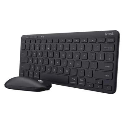 Afbeelding van Trust Lyra Draadloos Bluetooth toetsenbord en muis, Italiaanse QWERTY lay out, 84% gerecycled kunststof, oplaadbaar voor laptop, pc, Mac, tablet, iPad,